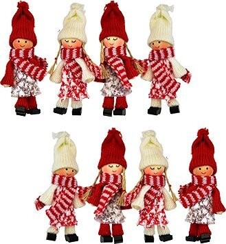 DOMMIO Pletené bábiky s nožičkami 10 cm, 4 ks v škatuľke, súprava 2 ks