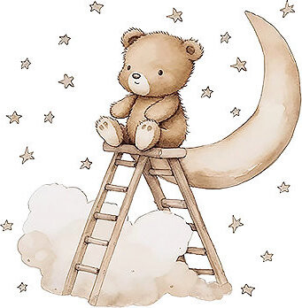 Sipo Nástenné samolepky Teddy bear on a ladder