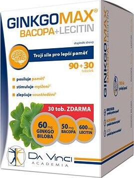 GinkgoMAX + Bacopa + Lecitin DaVinciAcademia 90 + 30 kapsúl
