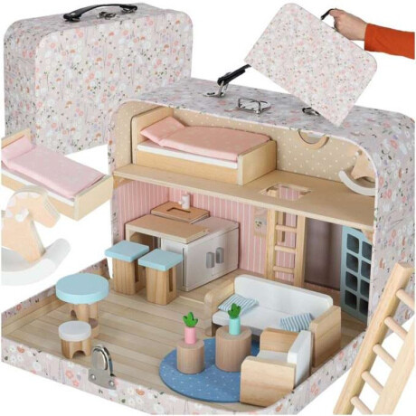 MG Dollhouse domček pre bábiky v kufríku, ružový