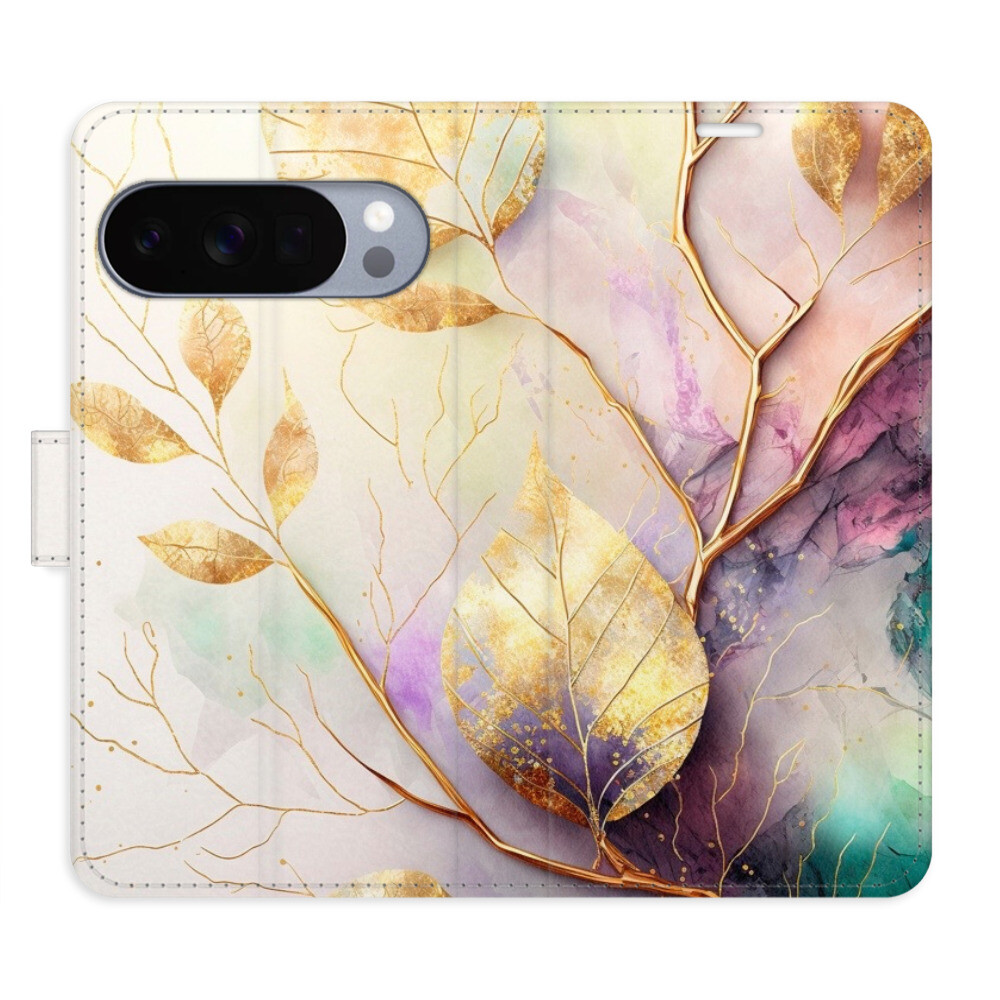 Flipové puzdro iSaprio - Gold Leaves 02 - Google Pixel 10 / 10 Pro