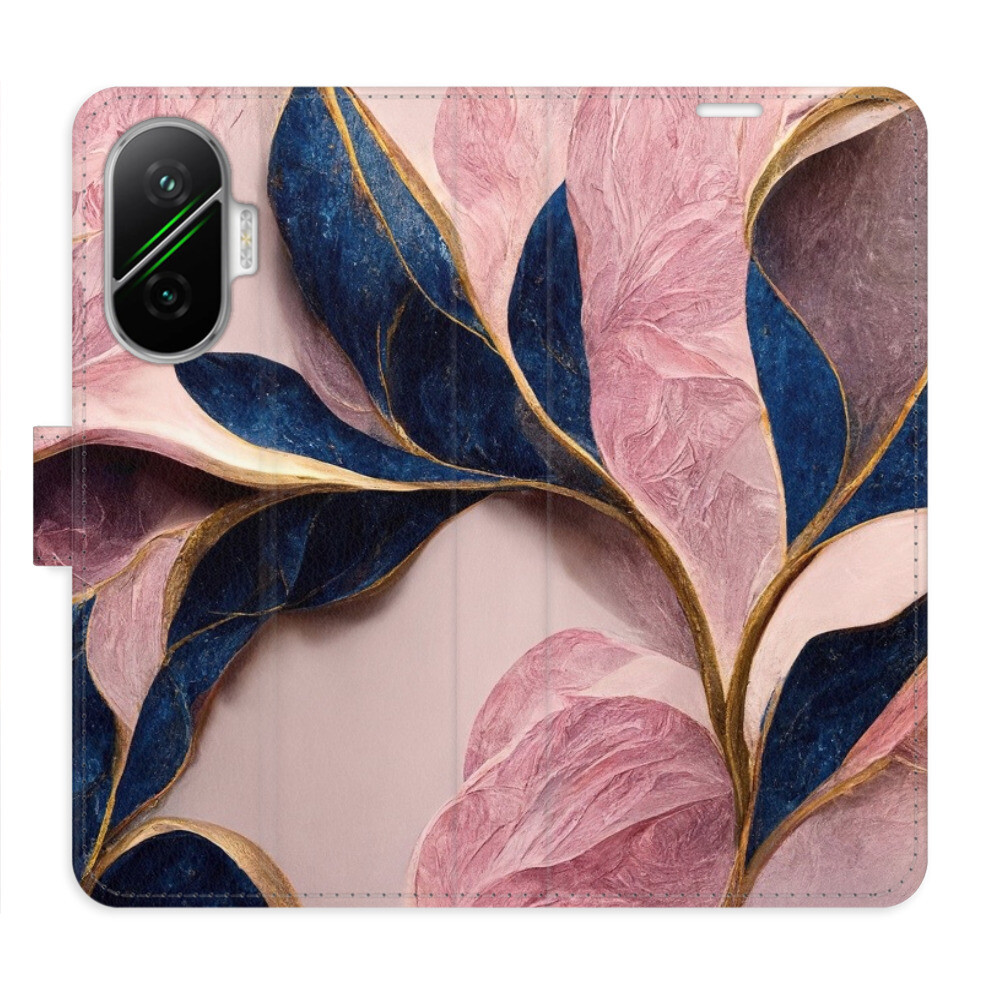 Flipové puzdro iSaprio - Pink Leaves - Poco F7