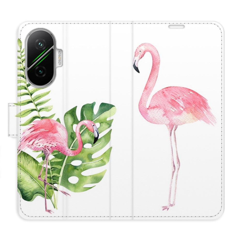 Flipové puzdro iSaprio - Flamingos - Poco F7
