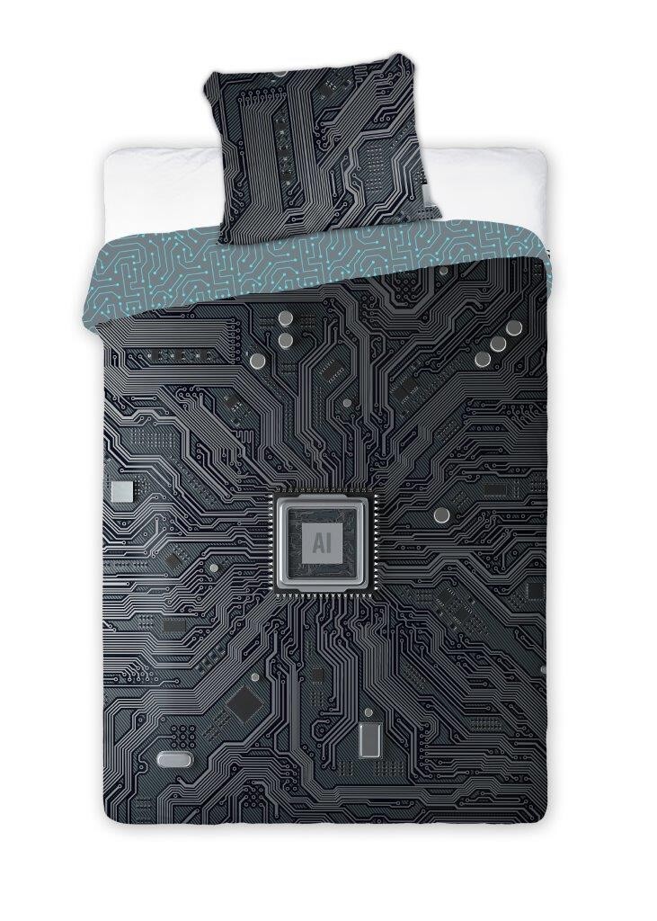 Bavlněné svítící povlečení Young 033 160x200 cm + 70x80 cm šedé