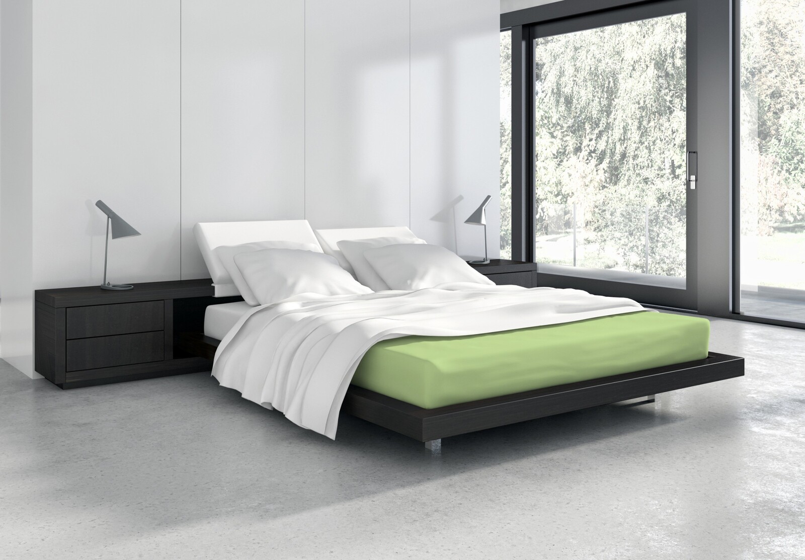 Froté prostěradlo s gumou Vanille 180x200 + 25 cm zelené