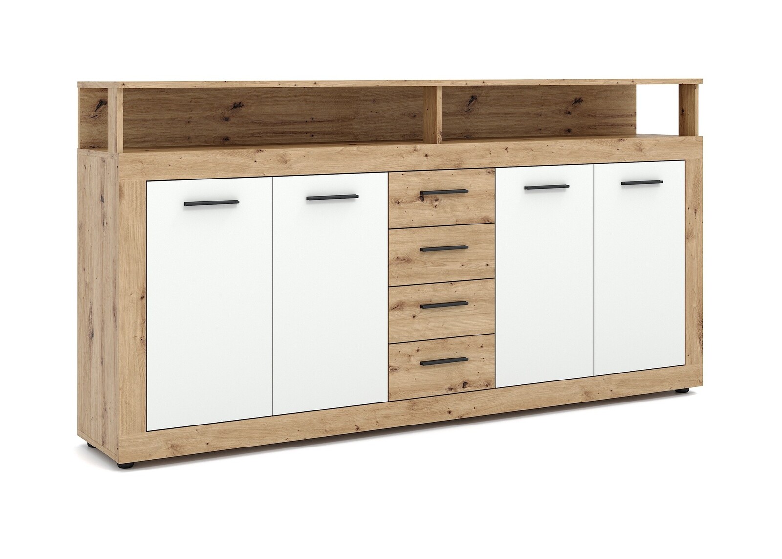 Komoda Luna 190 cm dub Artisan/bílá