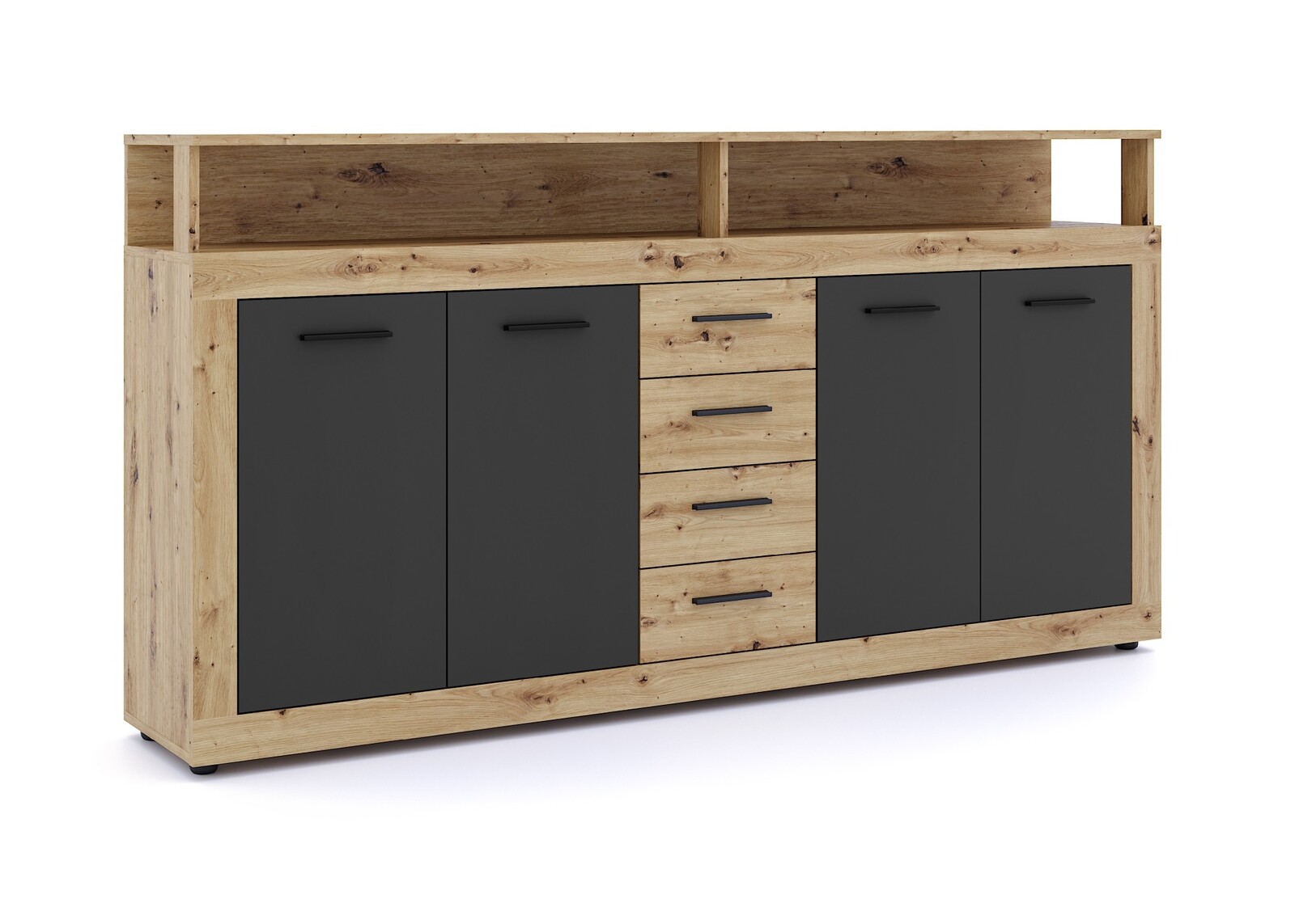 Komoda Luna 190 cm dub Artisan/černá