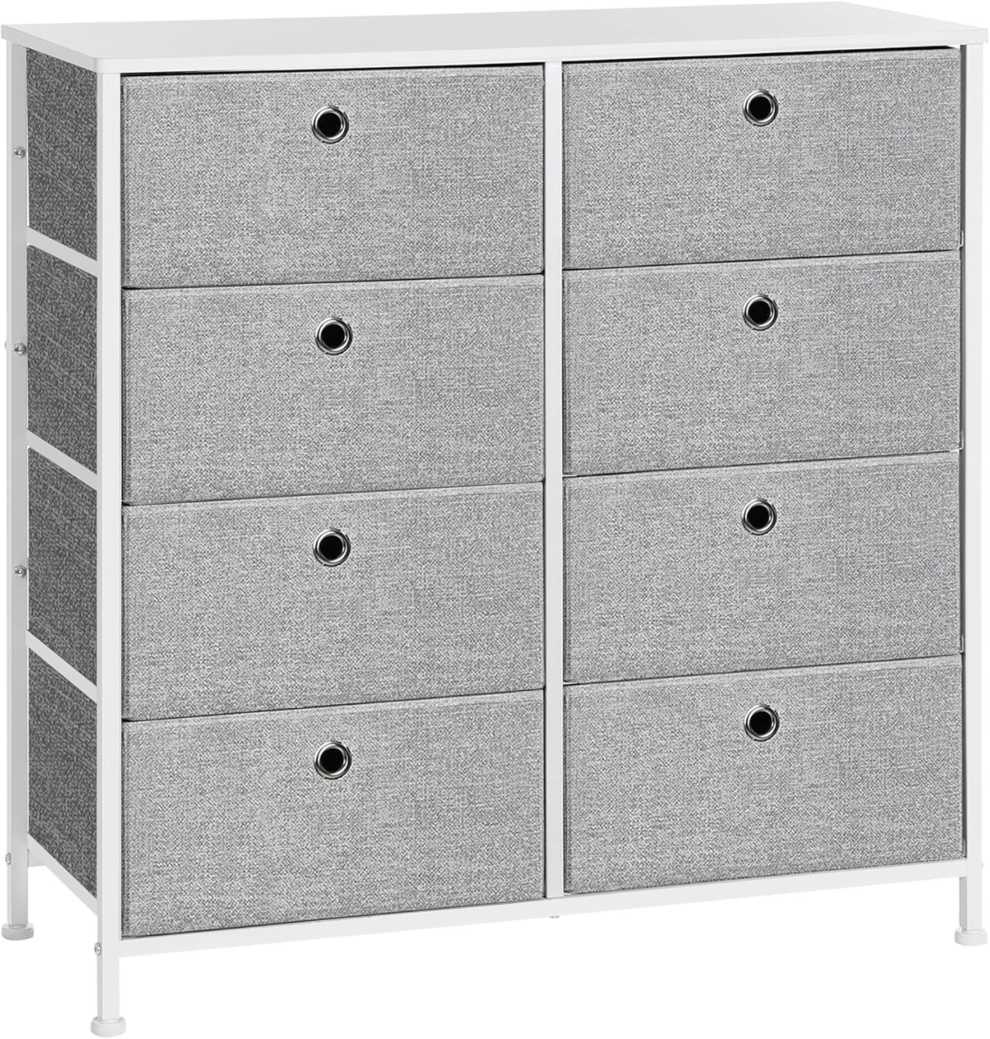 Komoda s látkovými zásuvkami Border bílá/šedá