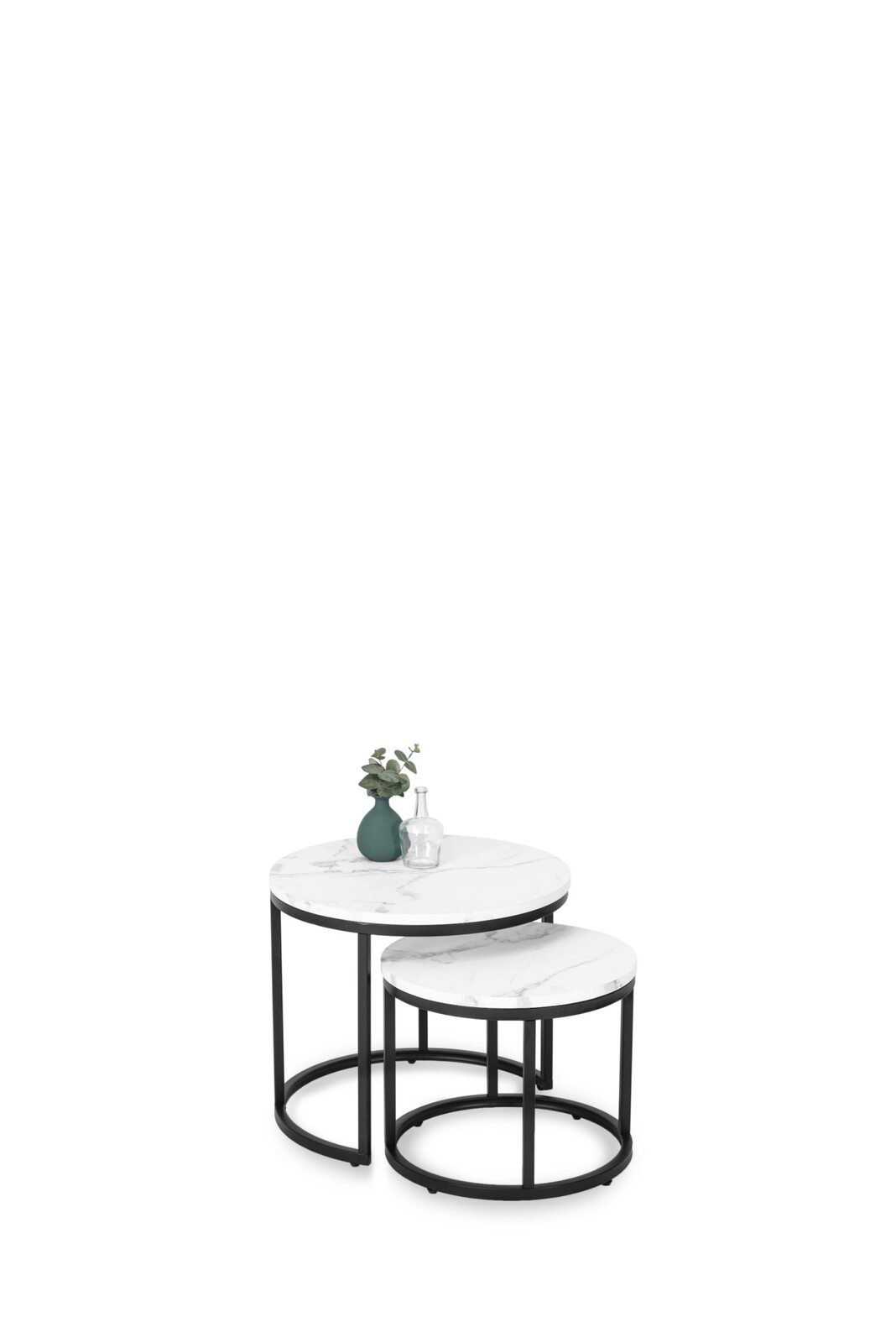 Sada 2 ks konferenčních stolků Dafne bílý mramor/černý