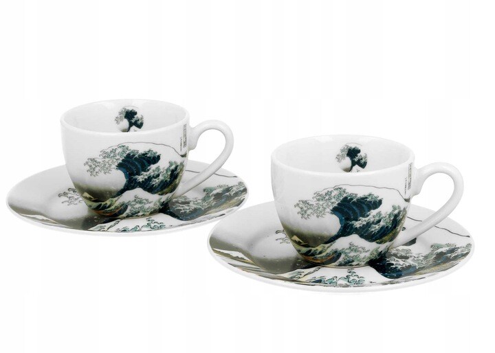 Sada 2 ks šálků s podšálkem Hokusai The Great Wave 90 ml vícebarevná