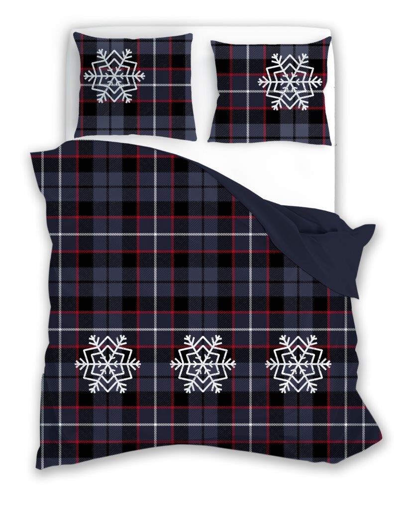 Vánoční bavlněné povlečení Nordic 007 220x200 cm + 2x 70x80 cm tmavě modré