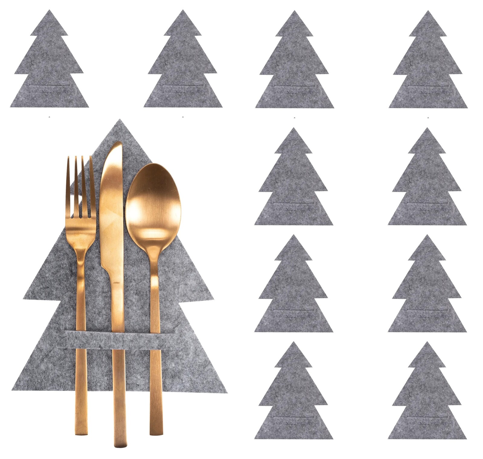 Vánoční obal na příbor Tre 10 ks šedý