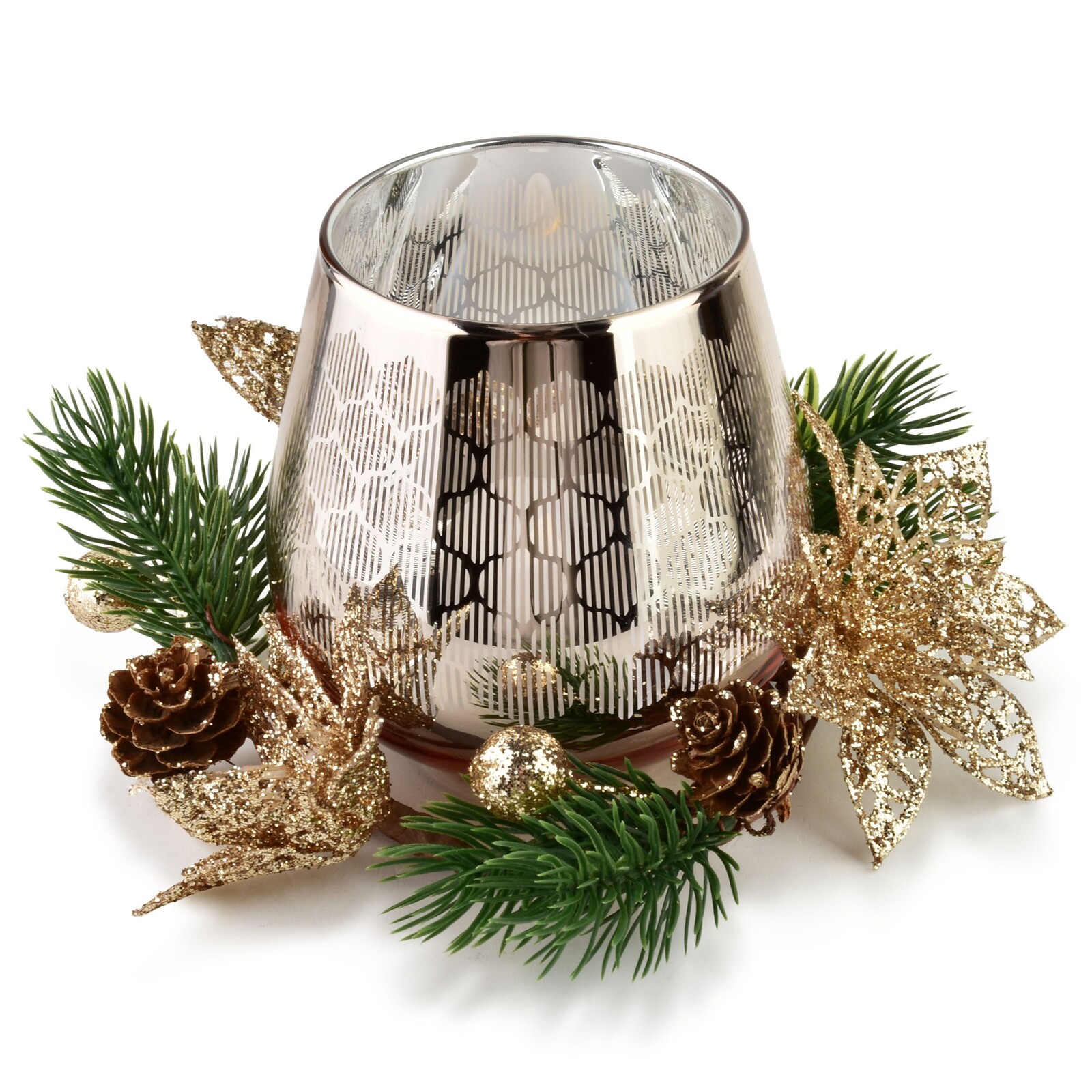 Vánoční svícen Santa Lila champagne