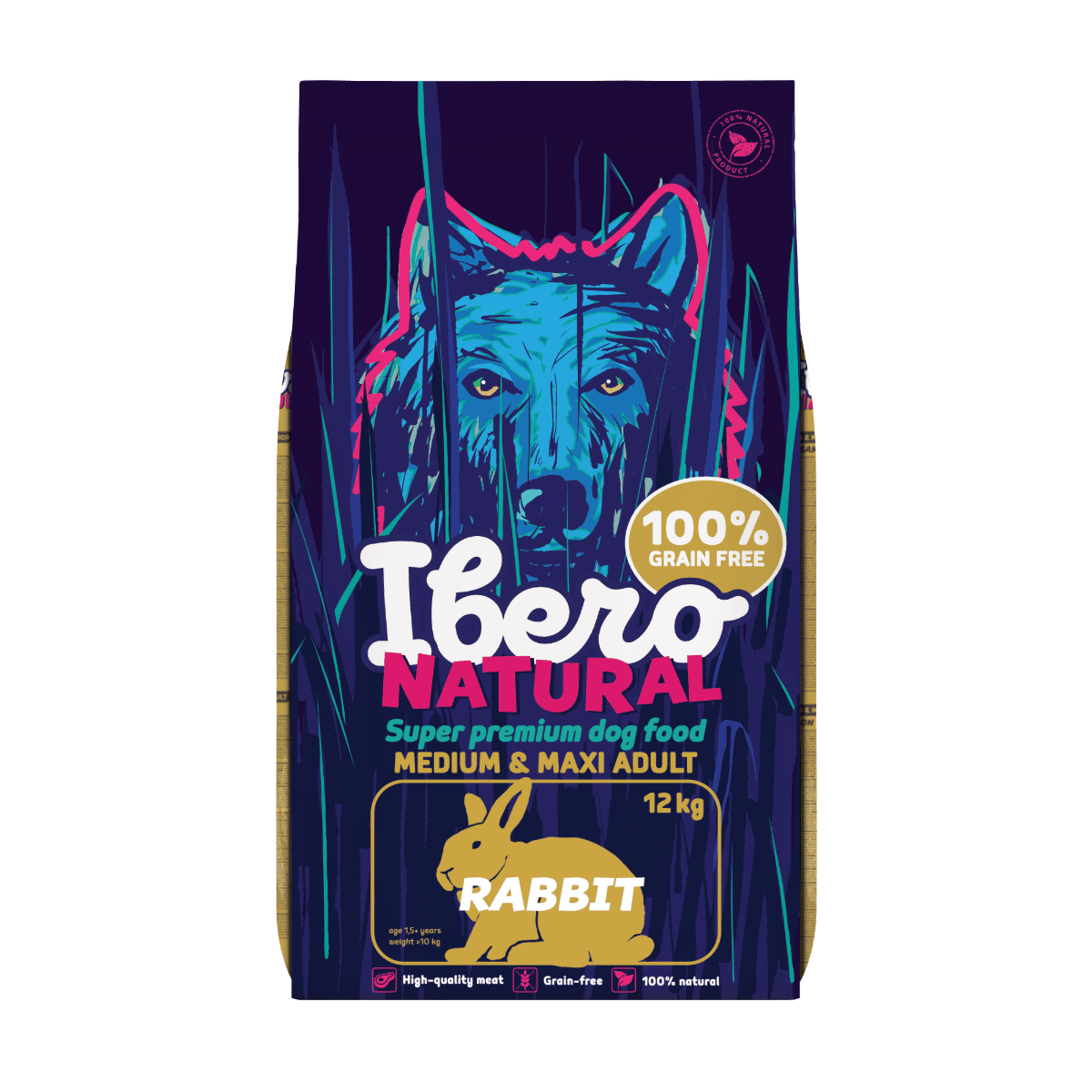 Ibero Grain-free Dog Medium & Maxi Adult Rabbit  - 12kg