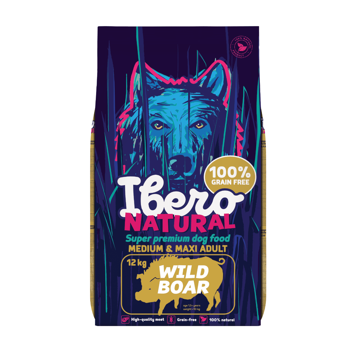 Ibero Grain-free Dog Medium & Maxi Adult Wild Boar - 12kg
