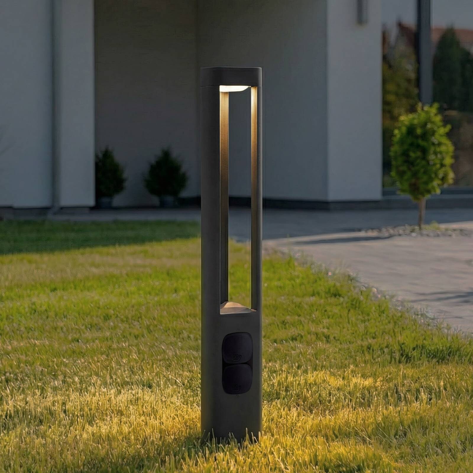 Lucande chodníkové LED svetlo Pirron, výška 80 cm, zásuvka, IP54