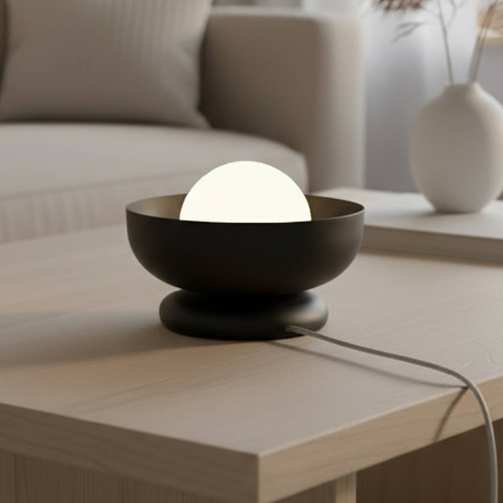 Stolová lampa Ozzy LN1, čierna, oceľ/sklo, výška 13 cm, G9