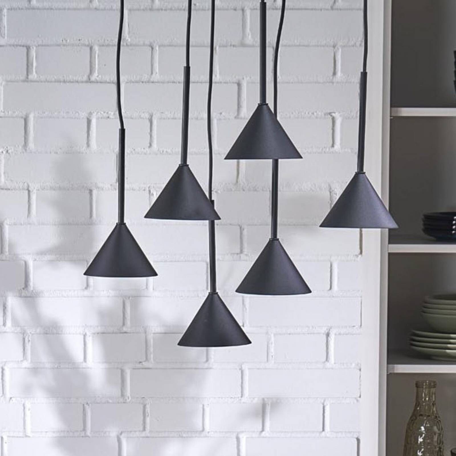 Závesné svietidlo Cono Mini, 6-pl., čierne, E27