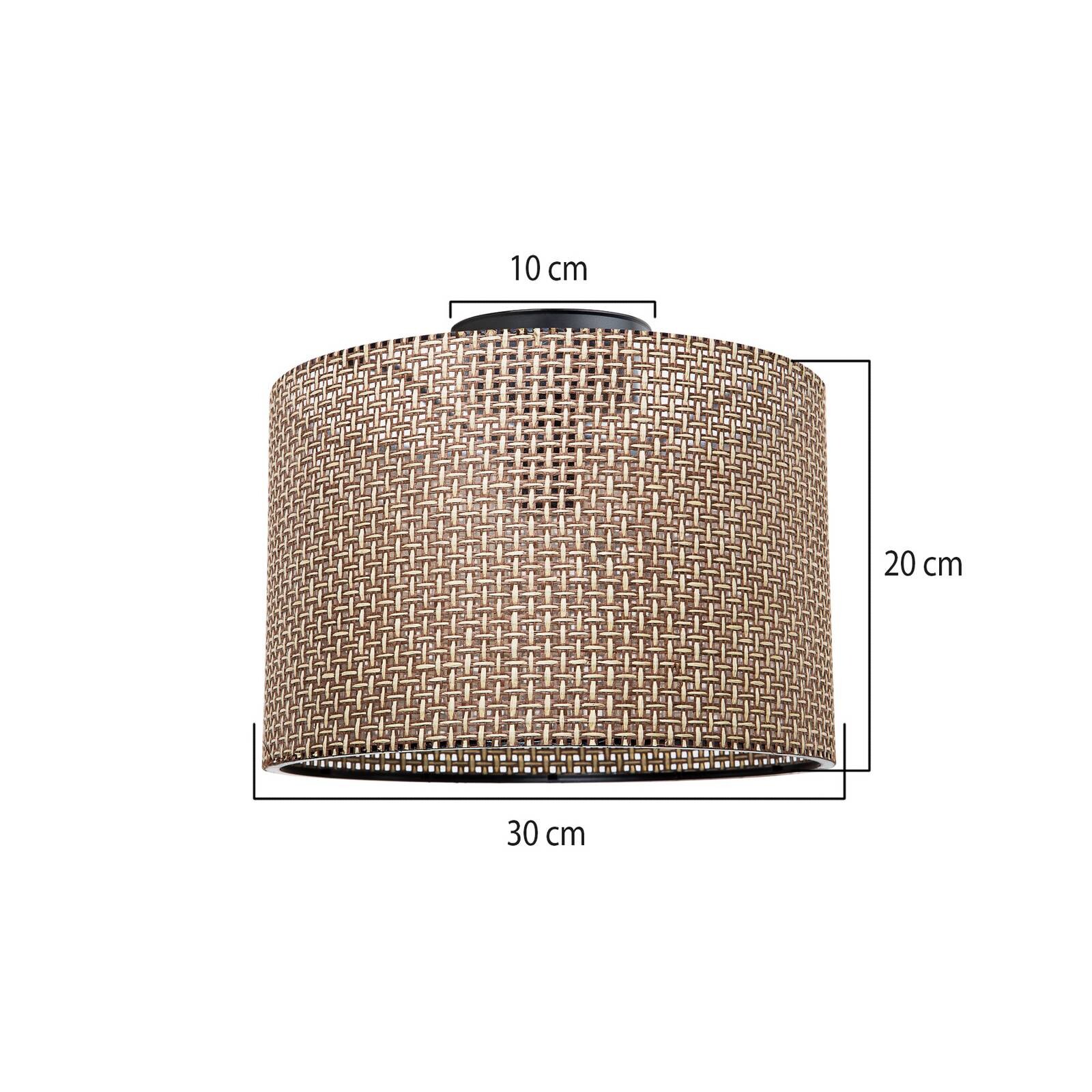 Stropné svietidlo Goza, hnedé vzorované, látka, Ø 30 cm