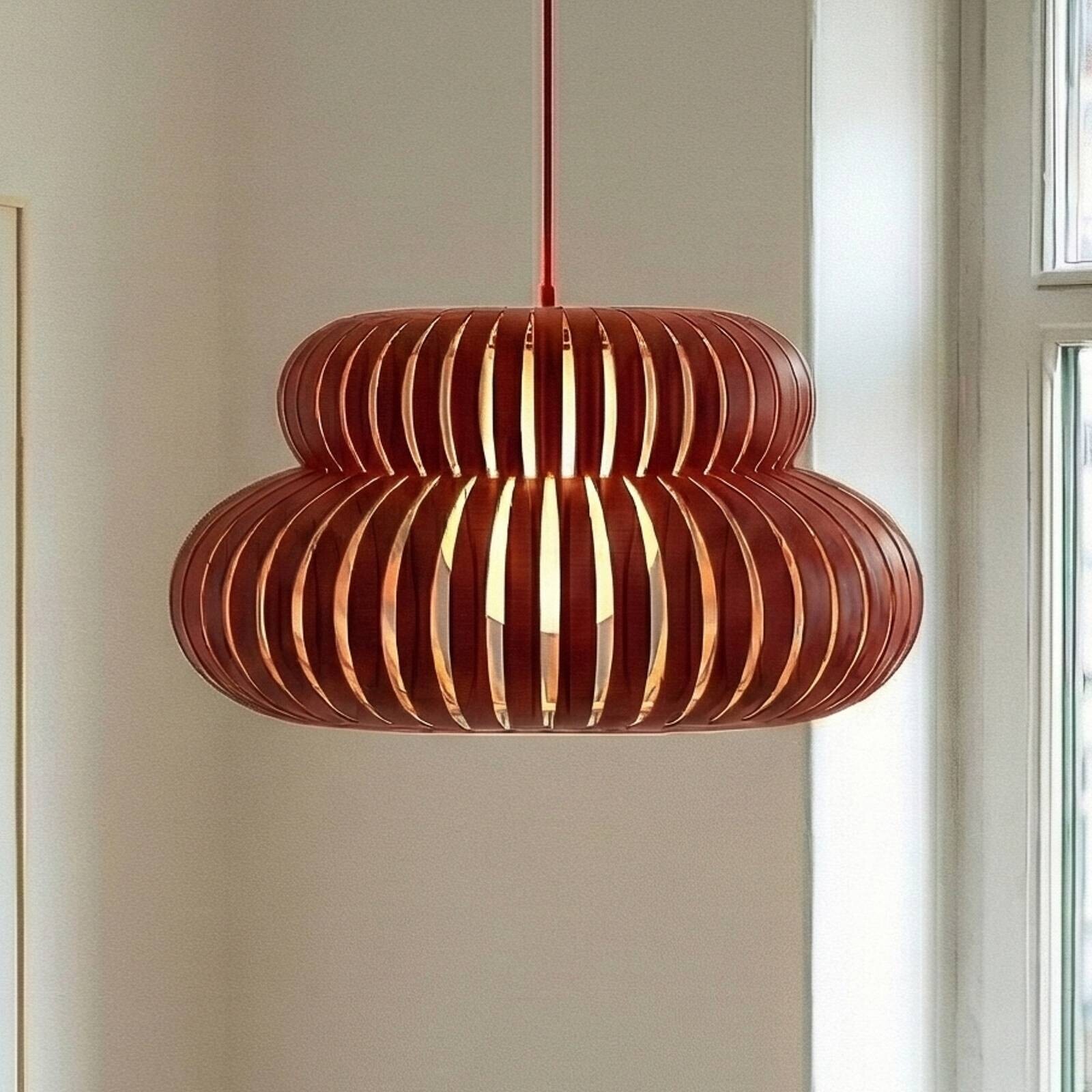 Lucande závesné svietidlo Slice, červené, kov, Ø 48 cm