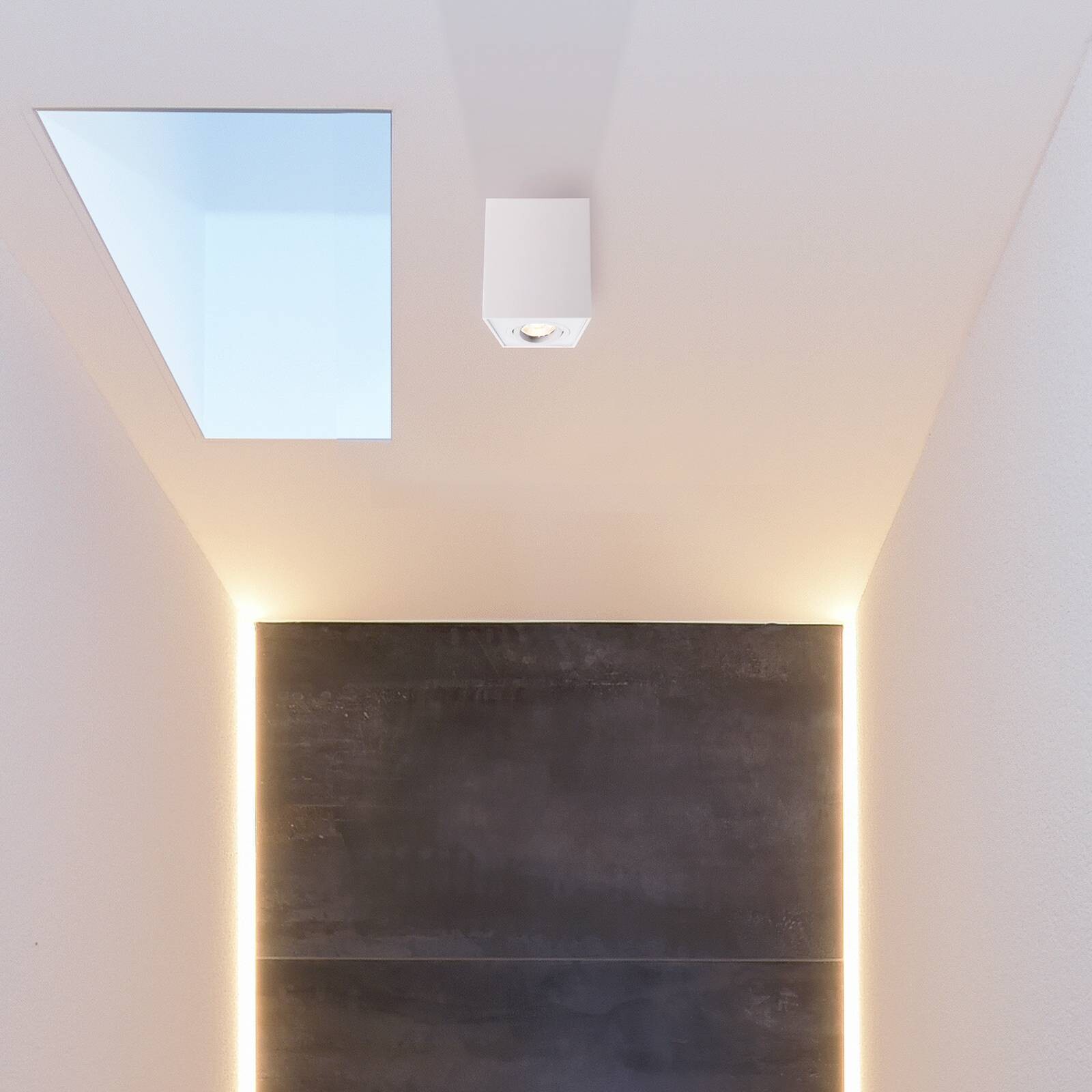 Stropné bodové svetlá Bengala hranatý, biely, hliník, GU10, otočný