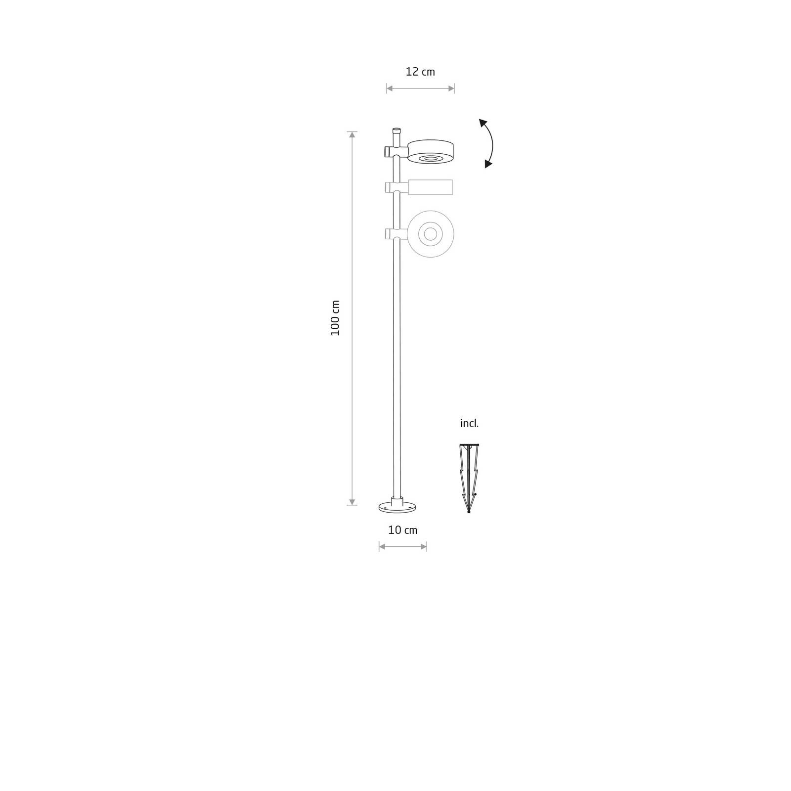 LED podstavcové svietidlo Tessa, čierne, hliník, výška 100 cm