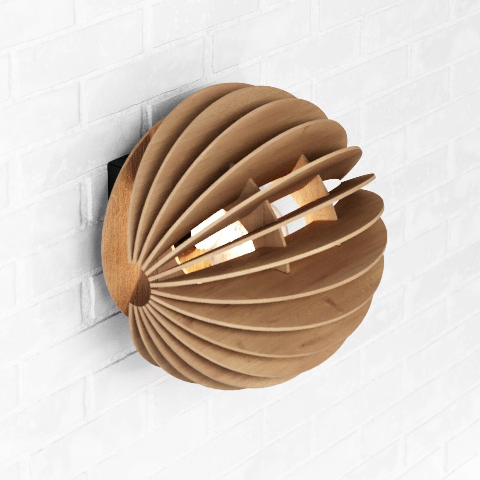 Nástenné svetlo Clay, Ø 23 cm, brezová preglejka, zapustené, E27