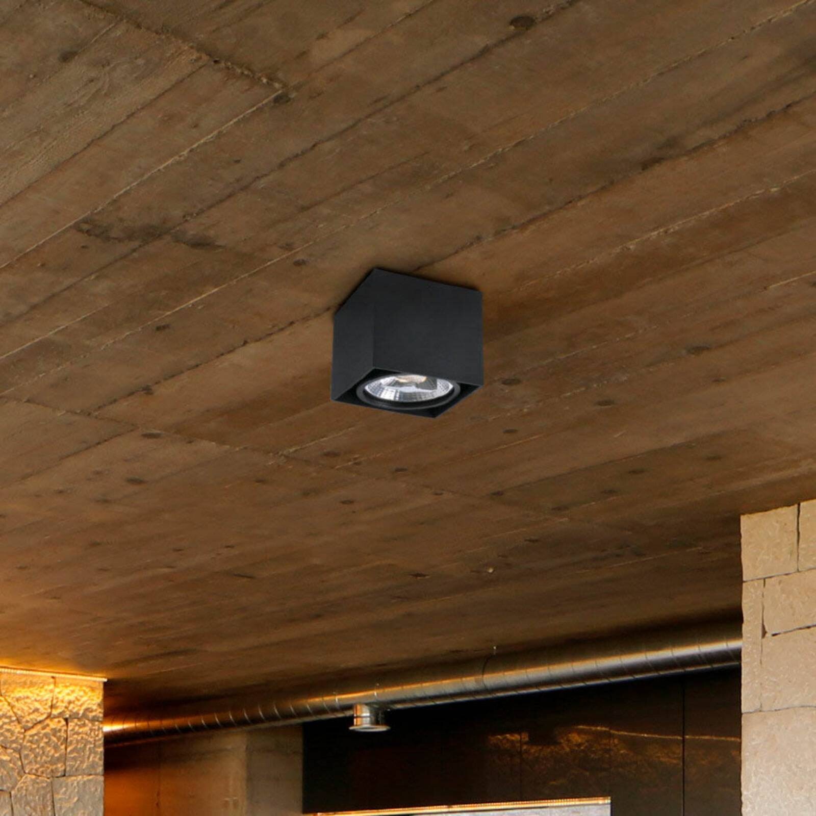 Stropné svietidlo Tecto, stropné svietidlo, 1 svetlo, hliník, čierna