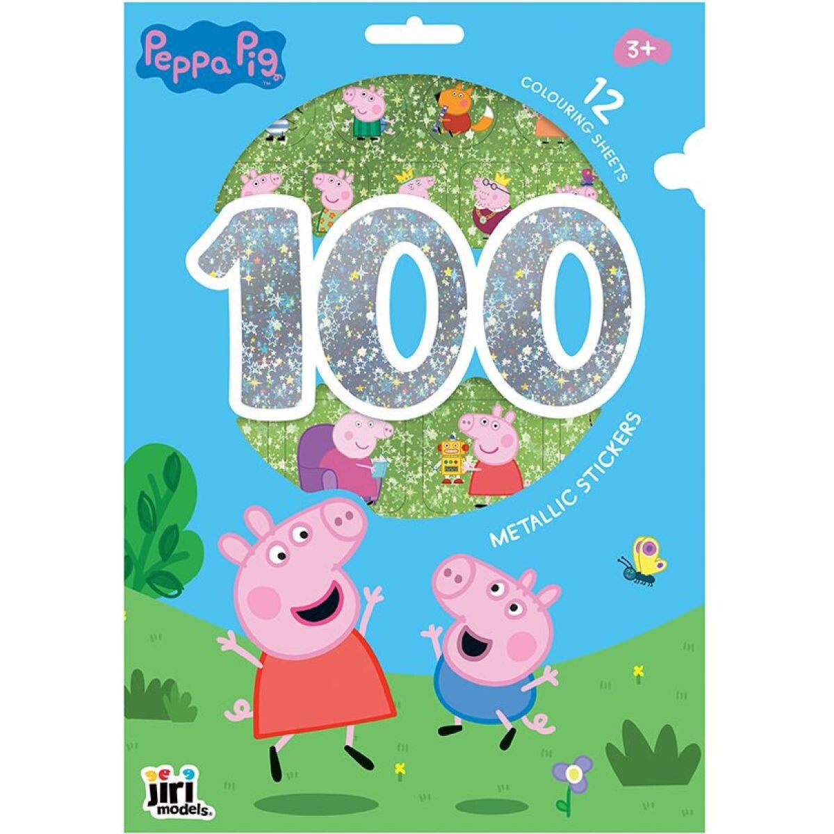 JIRI MODELS 100 metalických samolepiek s omaľovánkovými listami Prasiatko Peppa