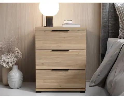 Nočný stolík s 3 zásuvkami Smilla, výška 61 cm, dub mauvella%