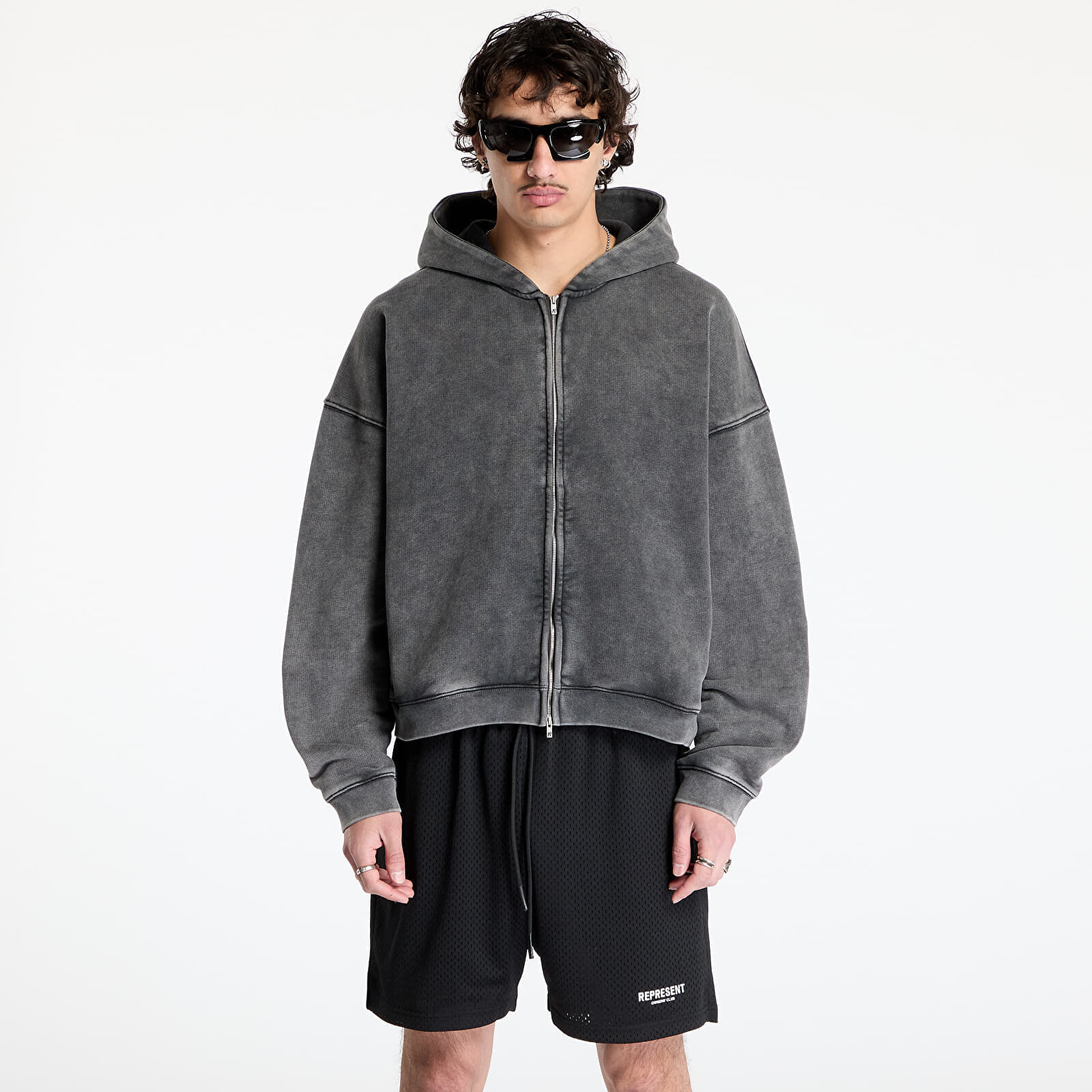 Mikina REPRESENT Initial Boxy Zip Hoodie Vintage Grey M
