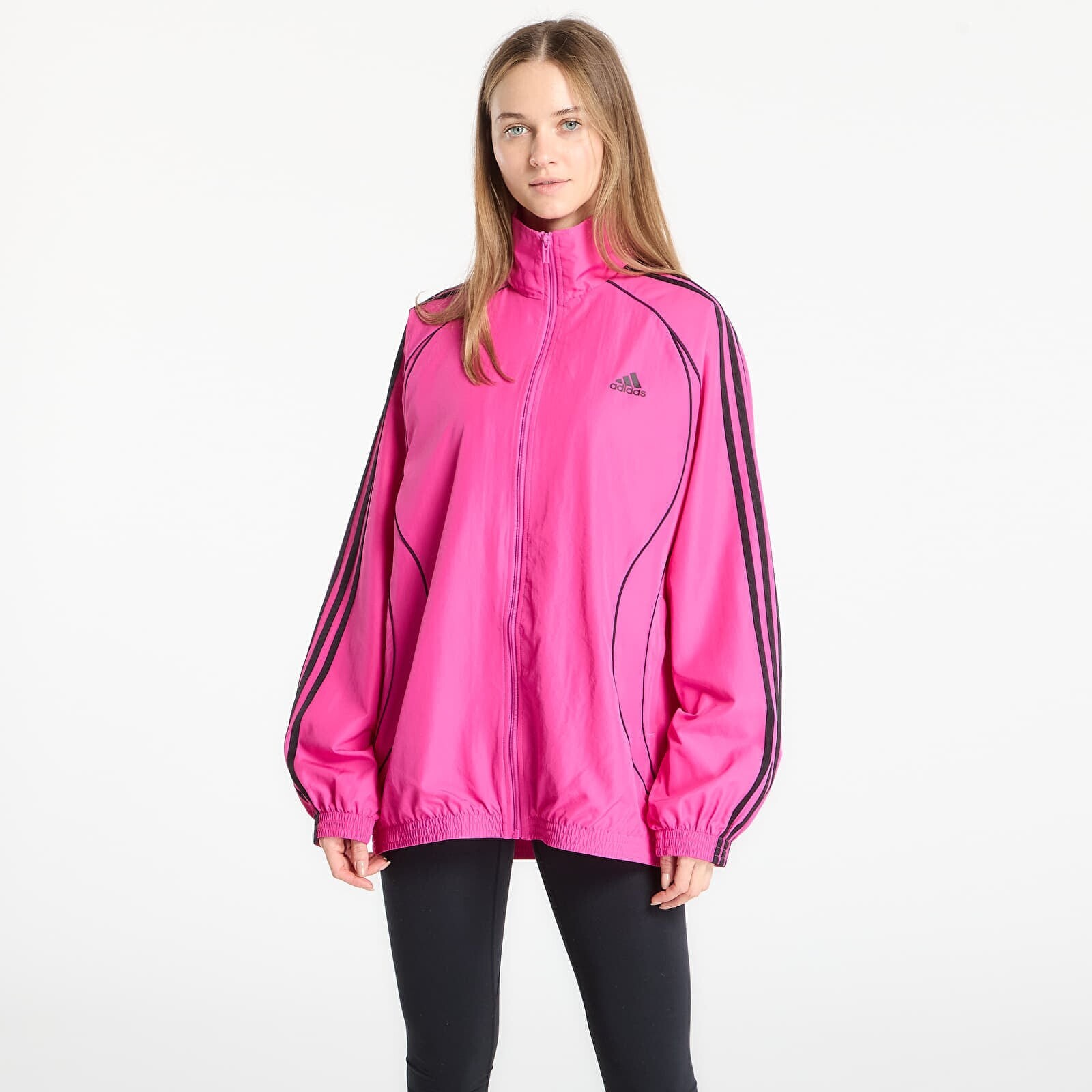 Bunda adidas Teamgeist Adicolor Oversized Woven Track Top Semi Lucid Fuchsia/ Better Scarlet/ Off White M
