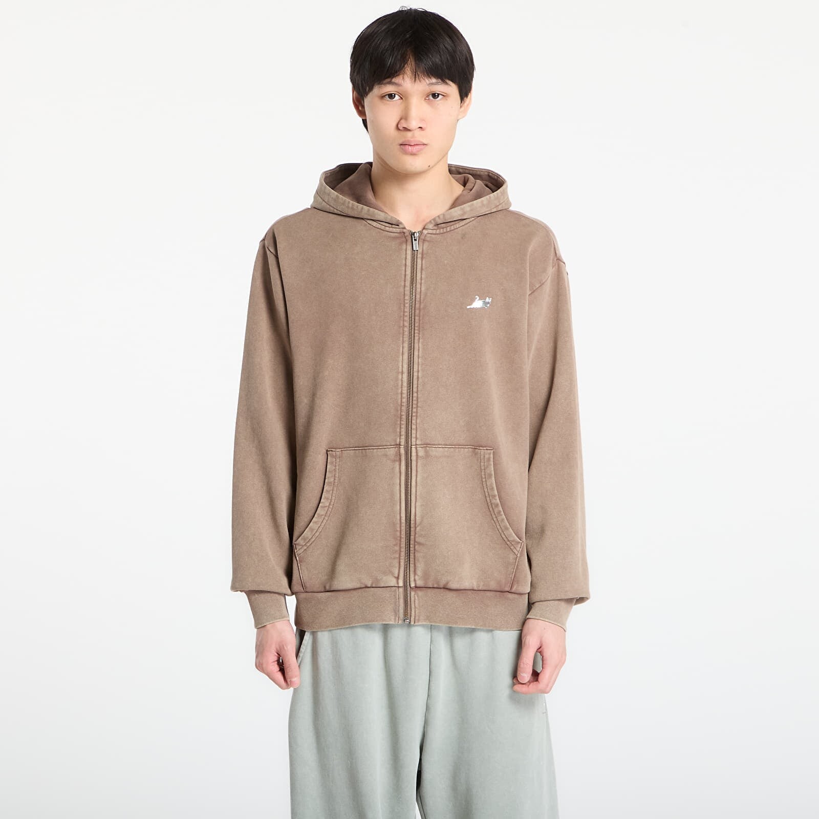 Mikina RIPNDIP Castanza Zip Up Hoodie Brown Vintage Wash M