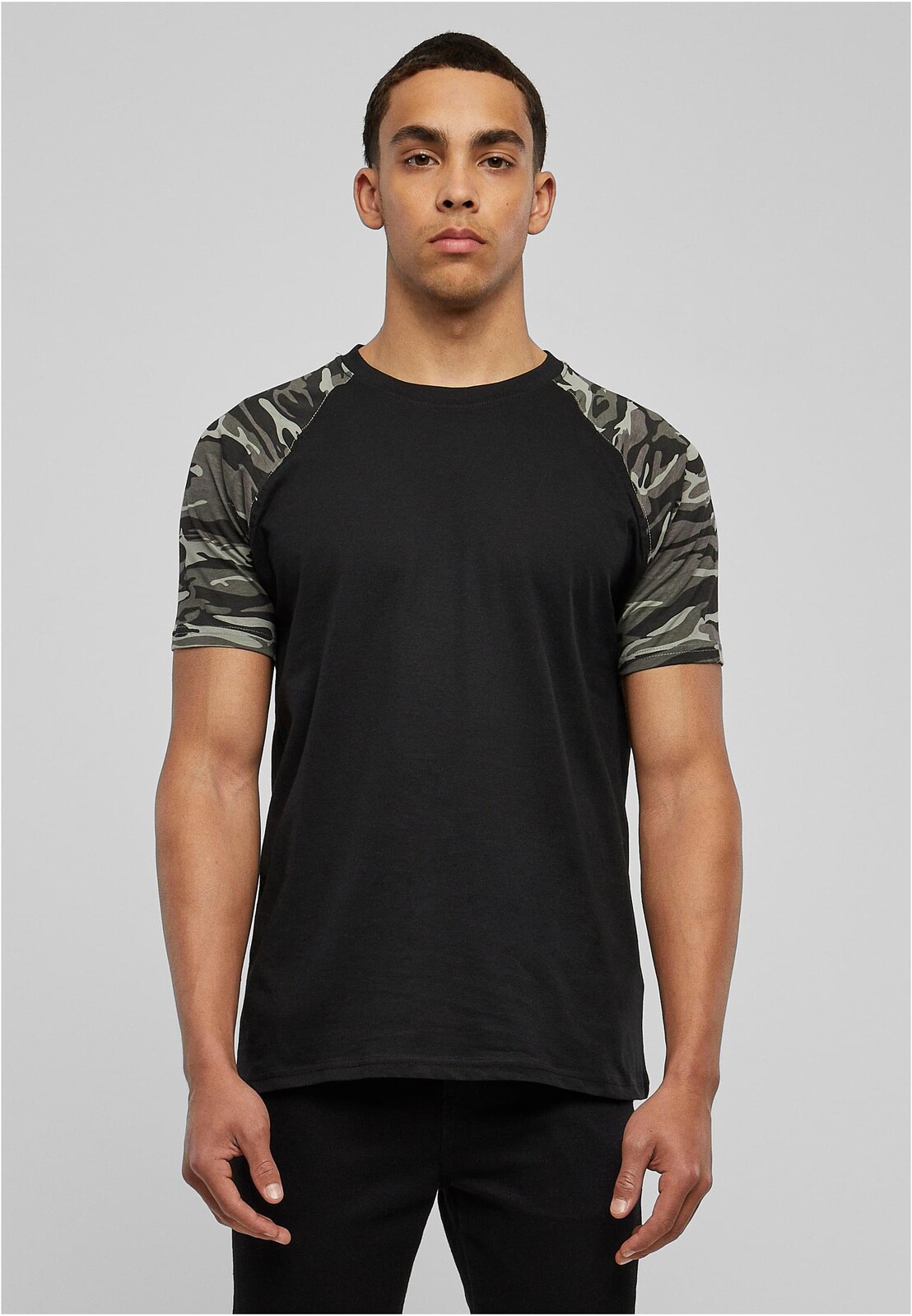 Raglan kontrastné tričko čierne/tmavé s kamienkami