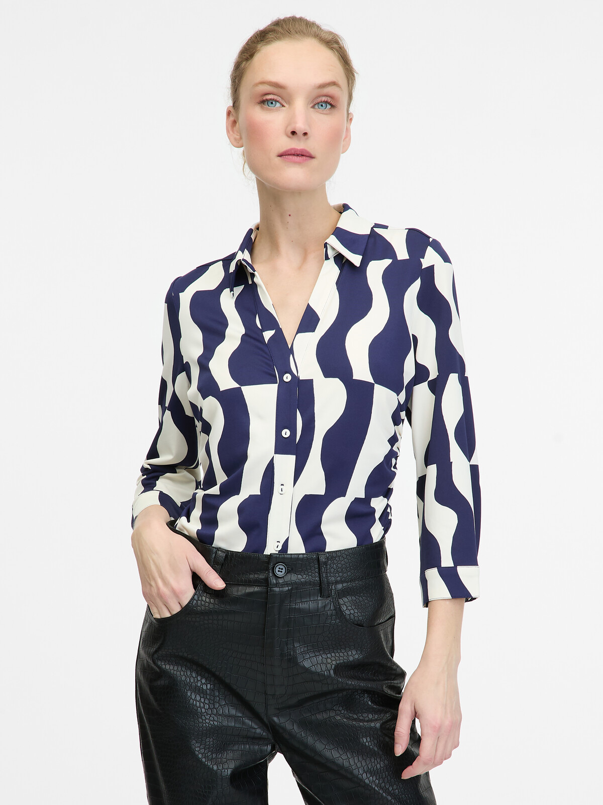 Dark blue women's blouse with collar ORSAY - Women's