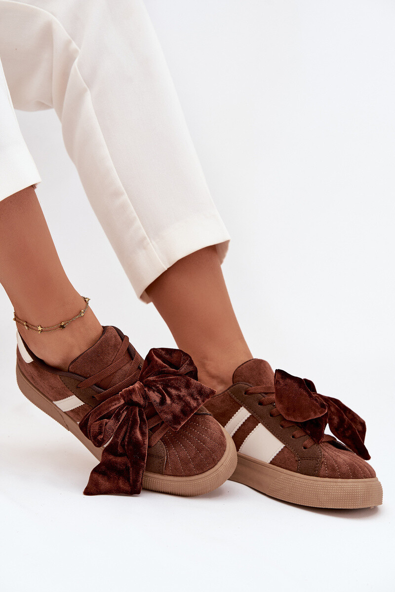 Boto Dámske tenisky s semišovou mašľou hnedé Ashlyn