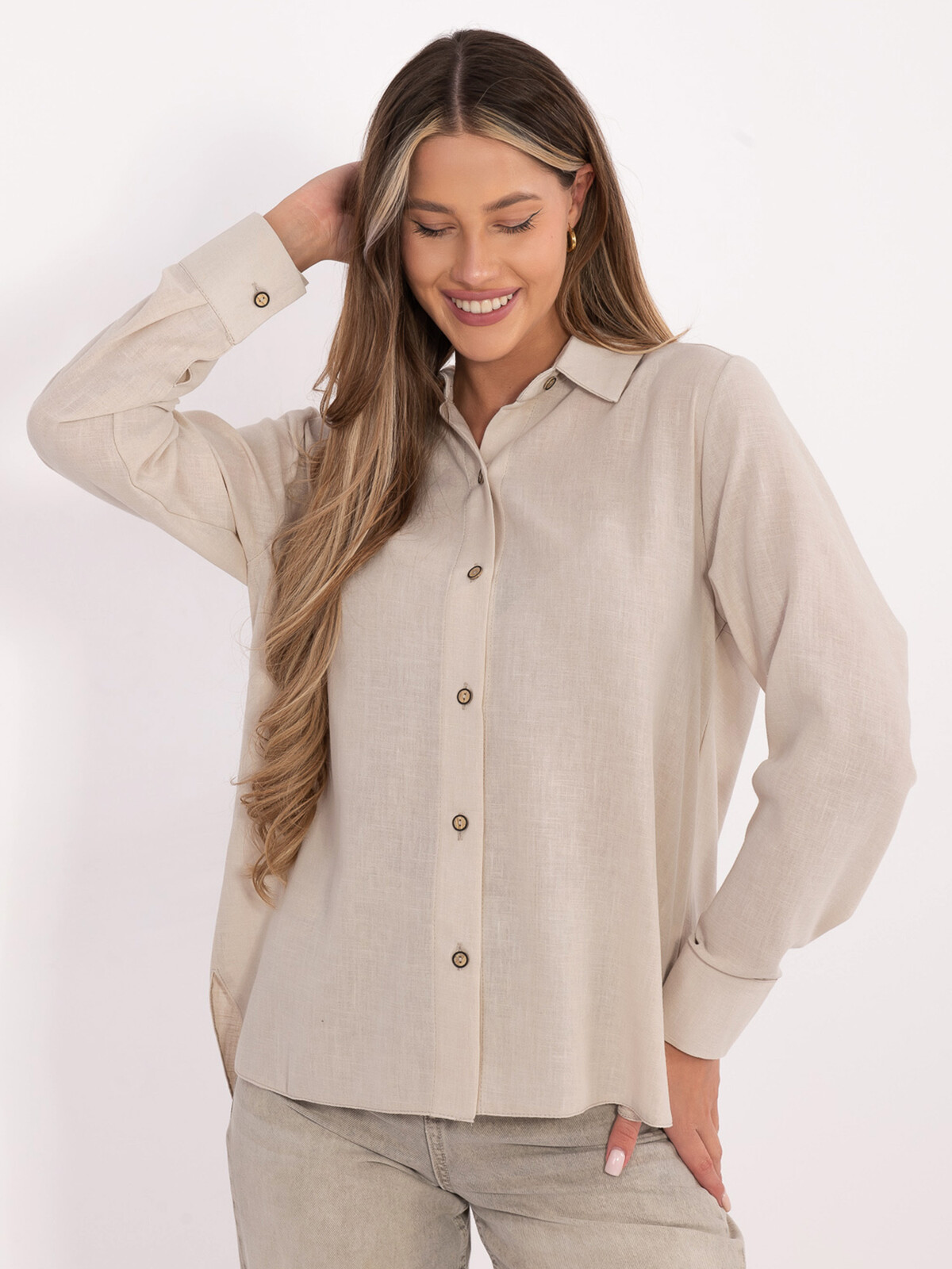 Béžová jednofarebná košeľa