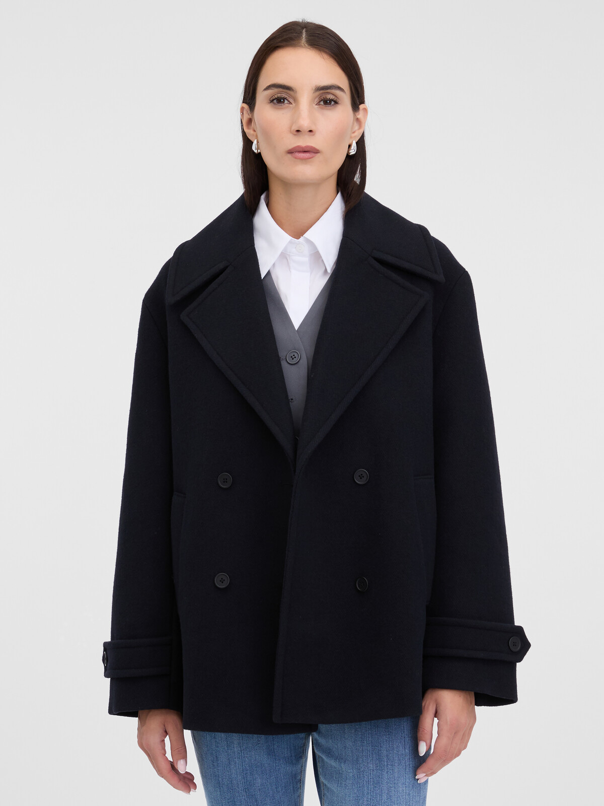 Čierny dámsky krátky kabát ORSAY