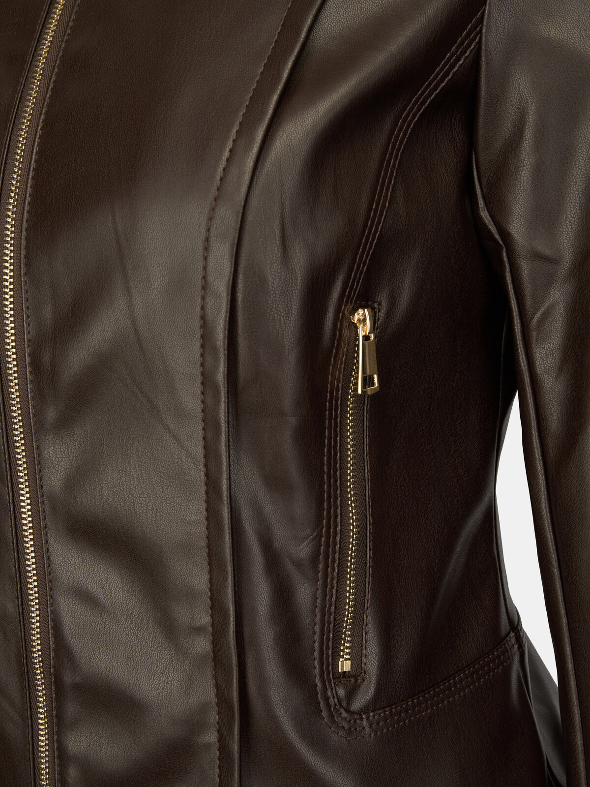 Dámska tmavohnedá koženková bunda