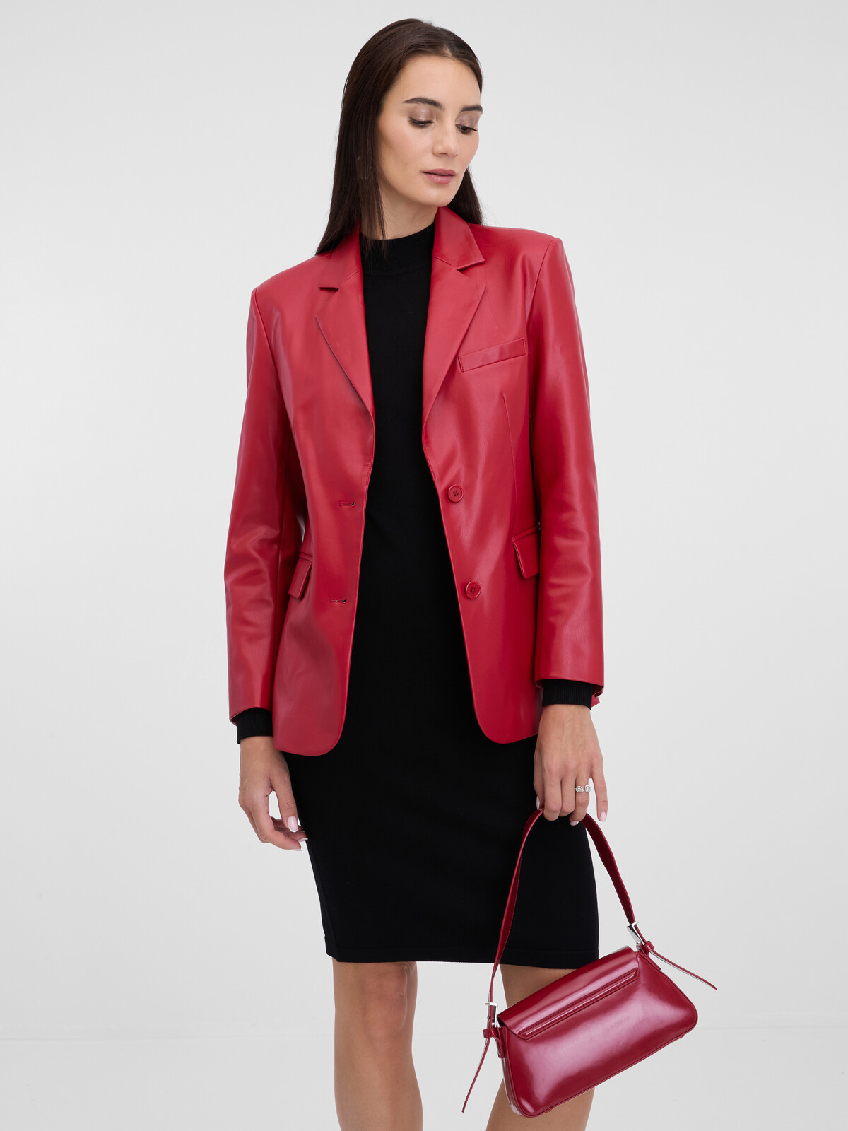 Červená dámska kožená bunda ORSAY