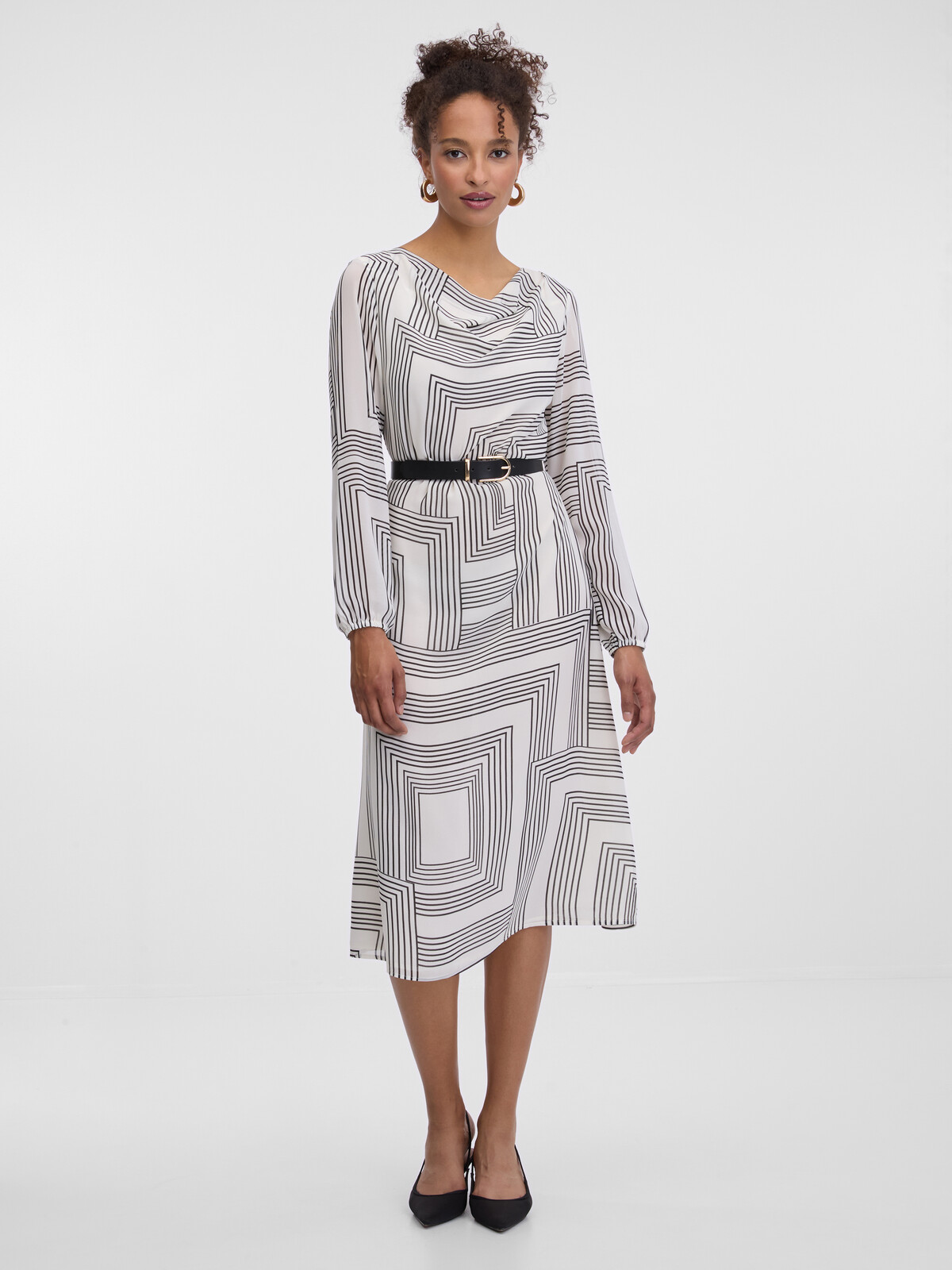 Biele vzorované midi šaty ORSAY