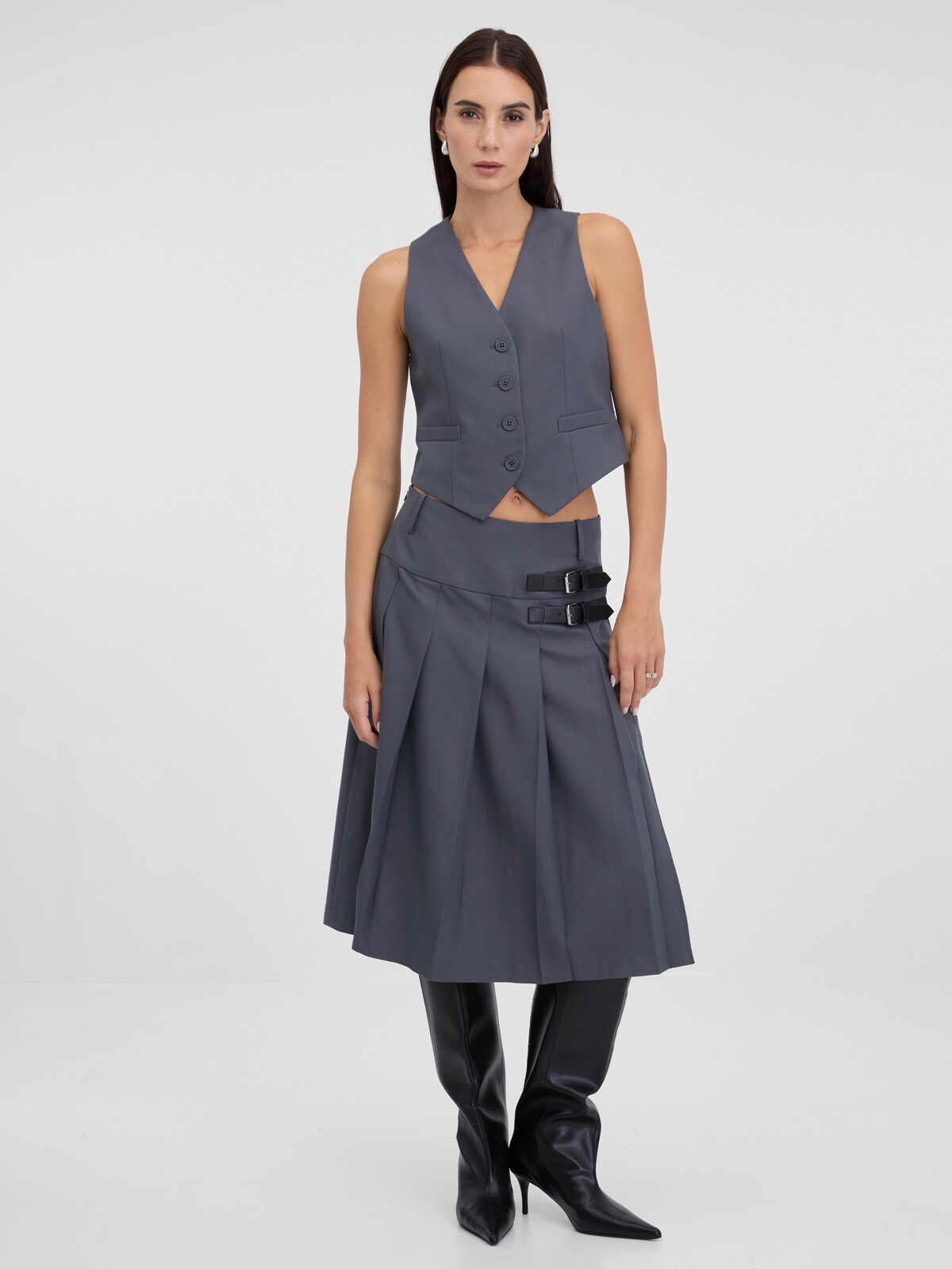 Sivá dámska midi sukňa ORSAY