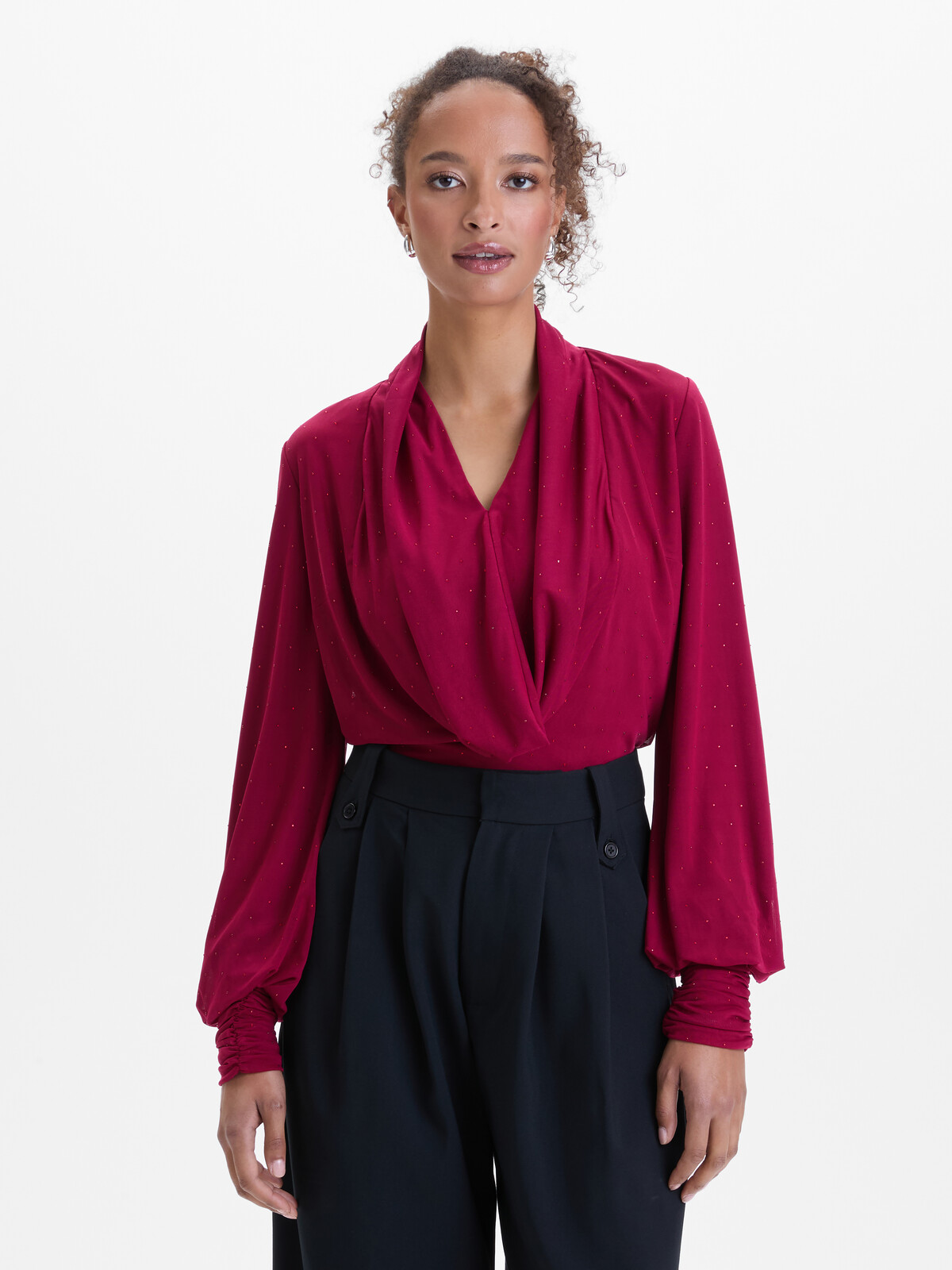 Bordová dámska blúzka s kamienkami