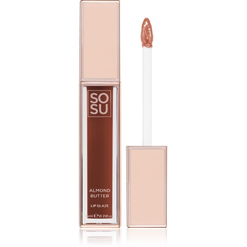 SOSU Cosmetics Satin Lip Glaze hydratačný lesk na pery odtieň Almond Butter 6 ml