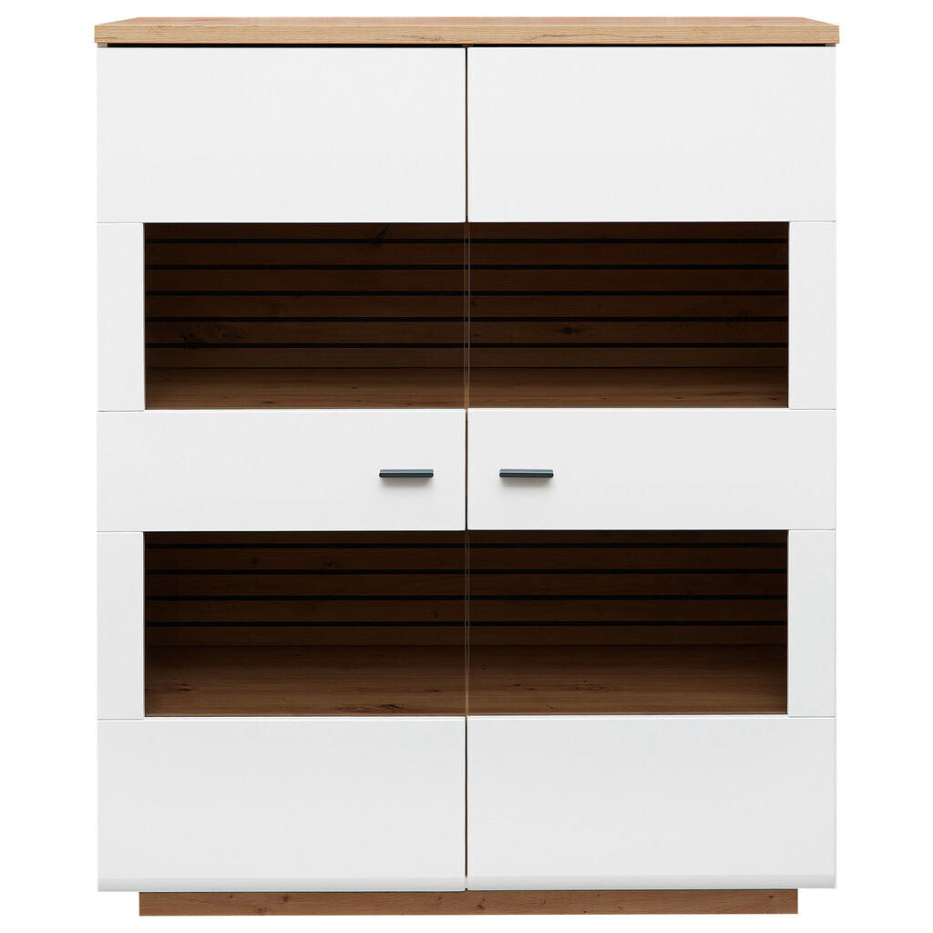 Stylife VYSOKÁ KOMODA, biela, dub artisan, 110/137/40 cm