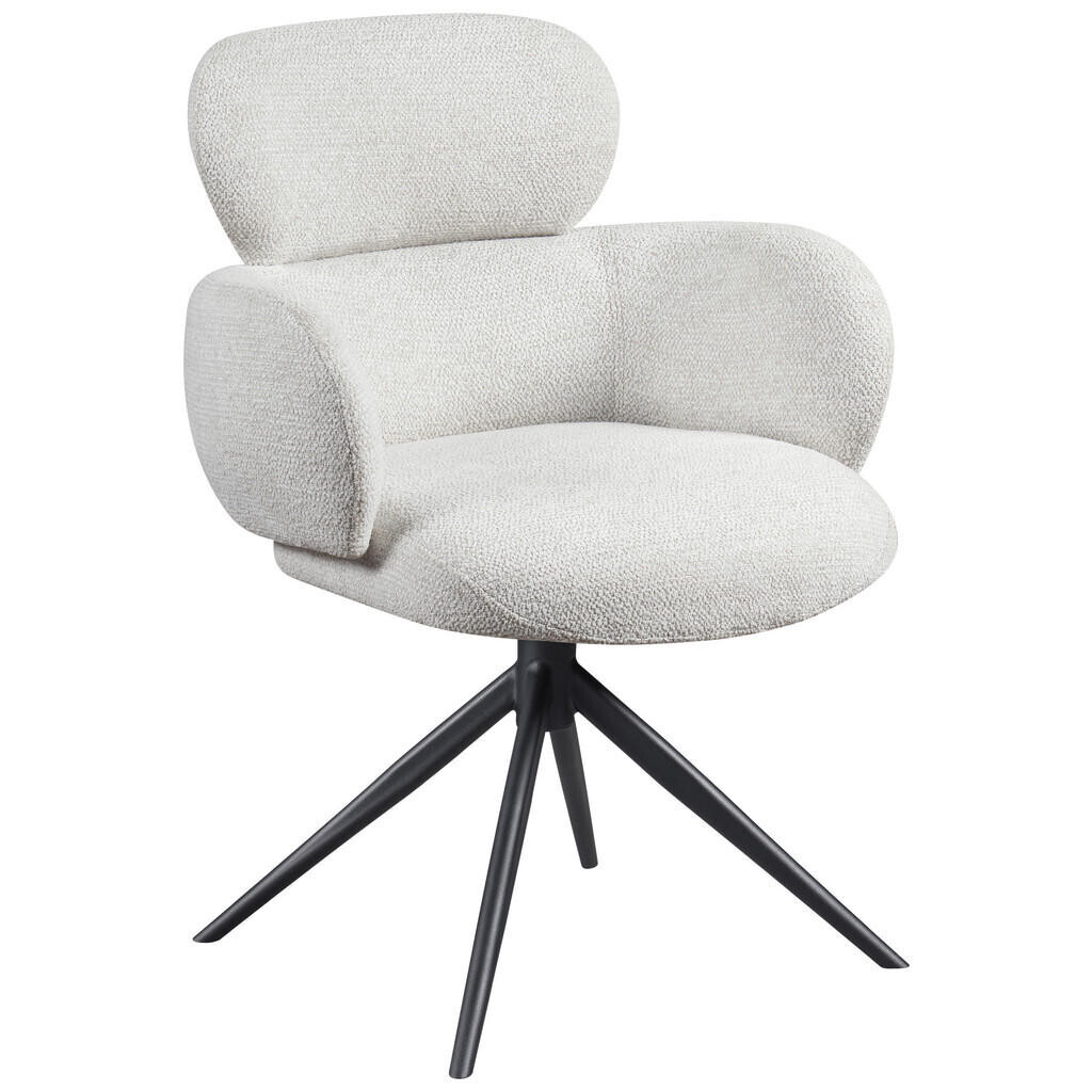 Novel STOLIČKA S PODRÚČKAMI, železo, tkaná textília, krémová