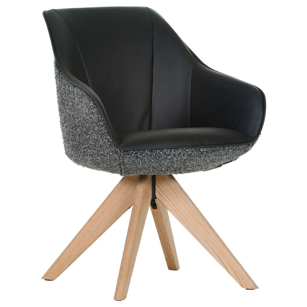 Landscape STOLIČKA S PODRÚČKAMI, ženilka, vzhľad kože, antracitová, sivá, čierna