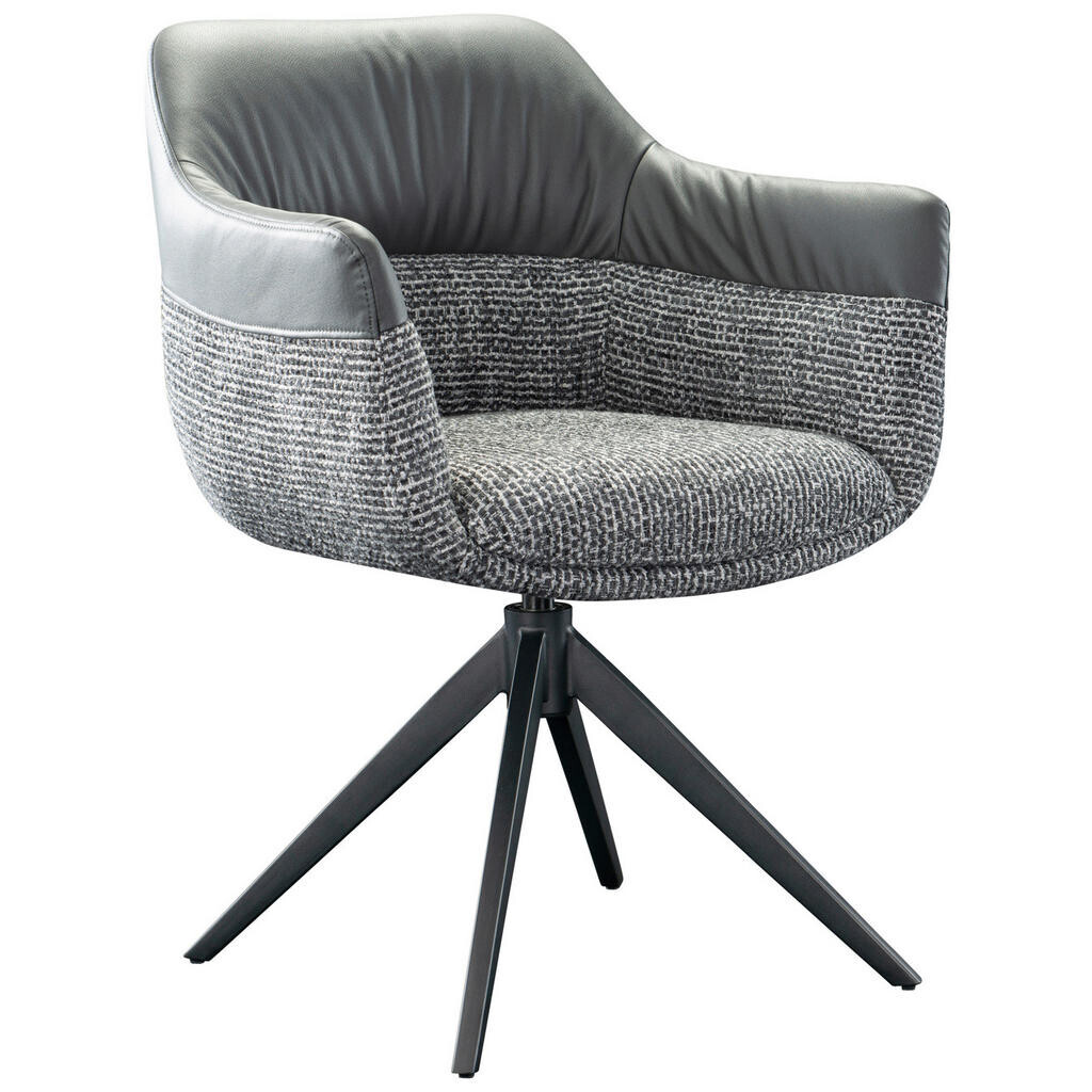 Novel STOLIČKA S PODRÚČKAMI, železo, tkaná textília, mikrovlákno, sivá