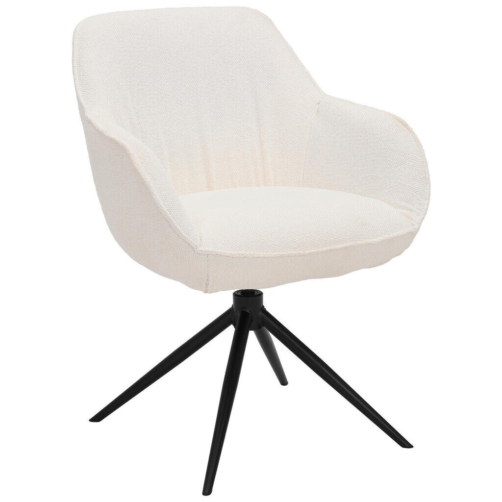 Novel STOLIČKA S PODRÚČKAMI, železo, vzhľad ľanu, krémová