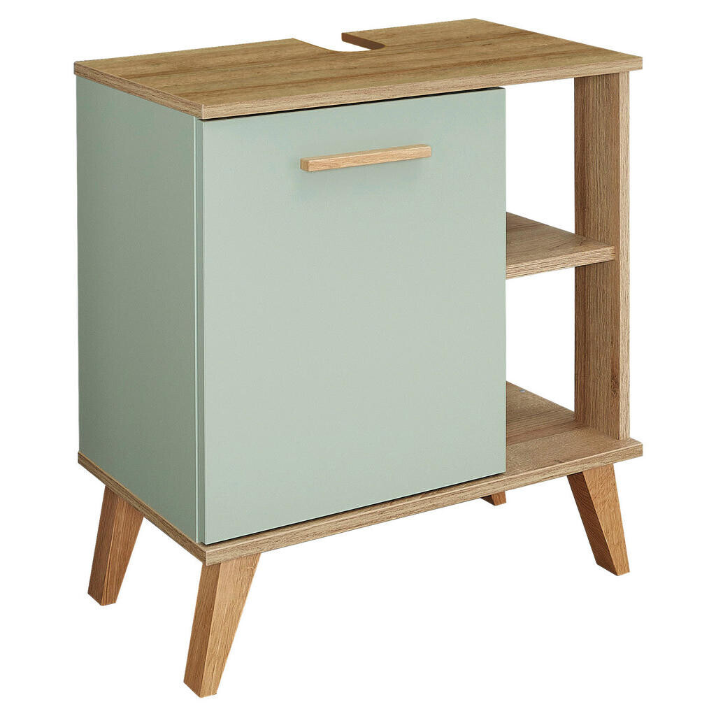 Xora SKRINKA POD UMÝVADLO, farba duba, pastelová zelená, farba duba, pastelová zelená, 60,5/65/33 cm